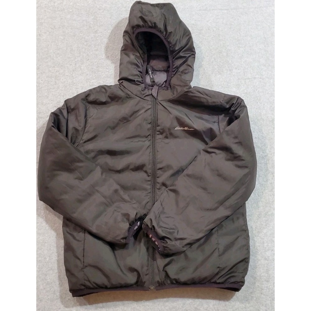 Eddie Bauer Kids' Reversible Hooded Puffer Jacket Black/Gray, Size‎ L (14/16)